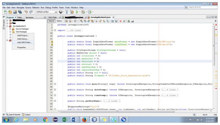 Selecting the Project Libraries in NetBeans IDE