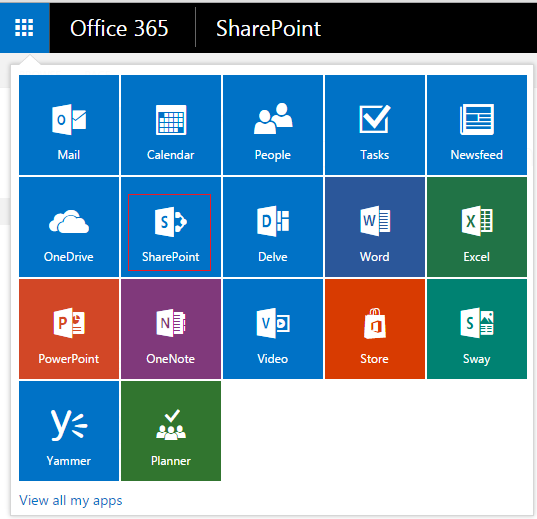 SharePoint Main Menu