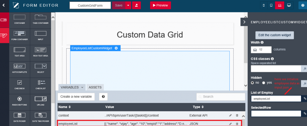 Custom Data Grid